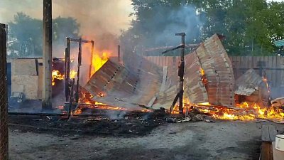 В Челябинске пожар уничтожил строение в приюте для животных