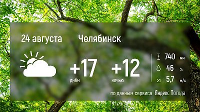 24 августа в Челябинске ожидается до +20 градусов тепла