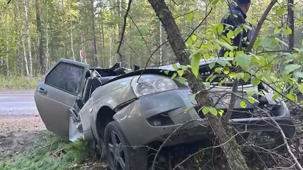 Под Миассом молодой водитель разбился, наехав на дерево