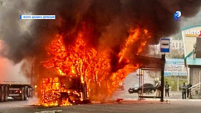 В Миассе сгорел рейсовый автобус