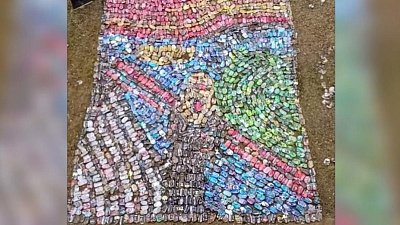 Чистомэн создал картину из алюминиевых банок