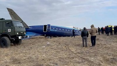 Видео с места крушения самолета в Казахстане