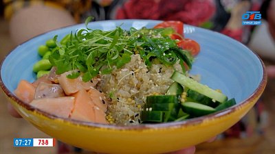 Поке с киноа и лососем в рубрике «Завтрак с шеф-поваром»