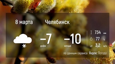 В Челябинской области в Международный женский день ожидается мороз и снег