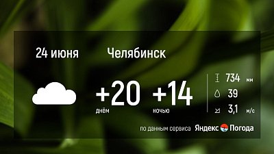 В Челябинской области 24 июня ожидается переменная облачность