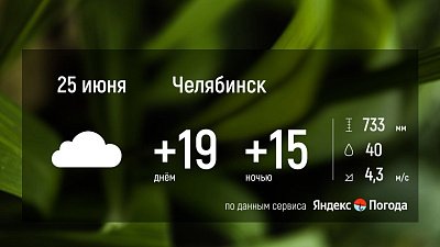 В Челябинской области 25 июня ожидается теплая погода