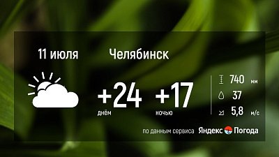 Теплая погода ожидается в Челябинской области 11 июля