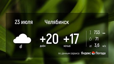 23 июля в Челябинской области ожидается теплая погода с грозами