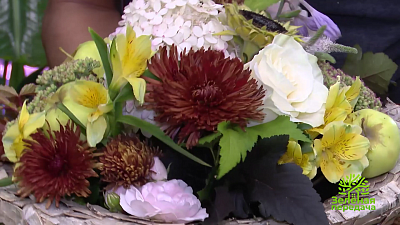 Создание осеннего каркасного букета