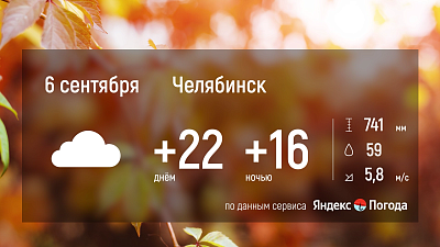 В Челябинской области 6 сентября ожидаются кратковременные дожди