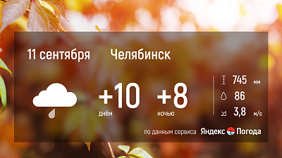 11 сентября в Челябинской области ожидаются дожди