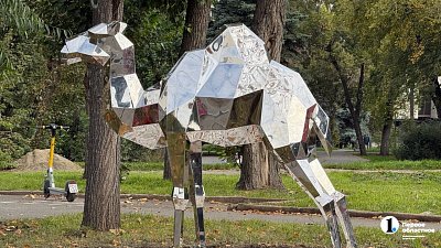 В центре Челябинска установили зеркальную скульптуру верблюда
