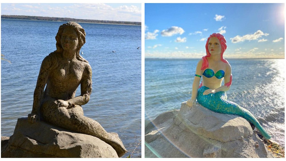 Скульптуру «Русалочка» у озера Смолино в Челябинске отреставрировали