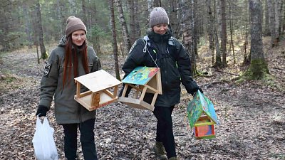 В нацпарках Челябинской области волонтеры развесили кормушки для птиц