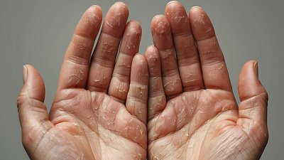 Кожа на подушечках пальцев морщится и трескается от нехватки влаги