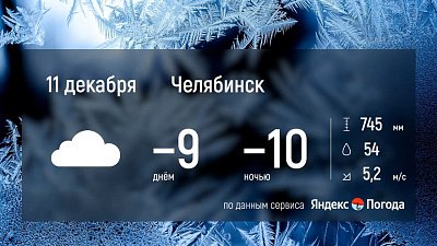 В Челябинской области 11 декабря будет облачно, но без осадков