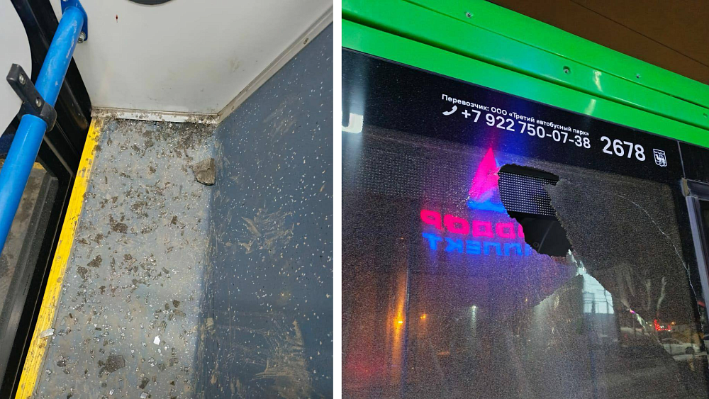 Неизвестные закидали автобус камнями на Меридиане в Челябинске