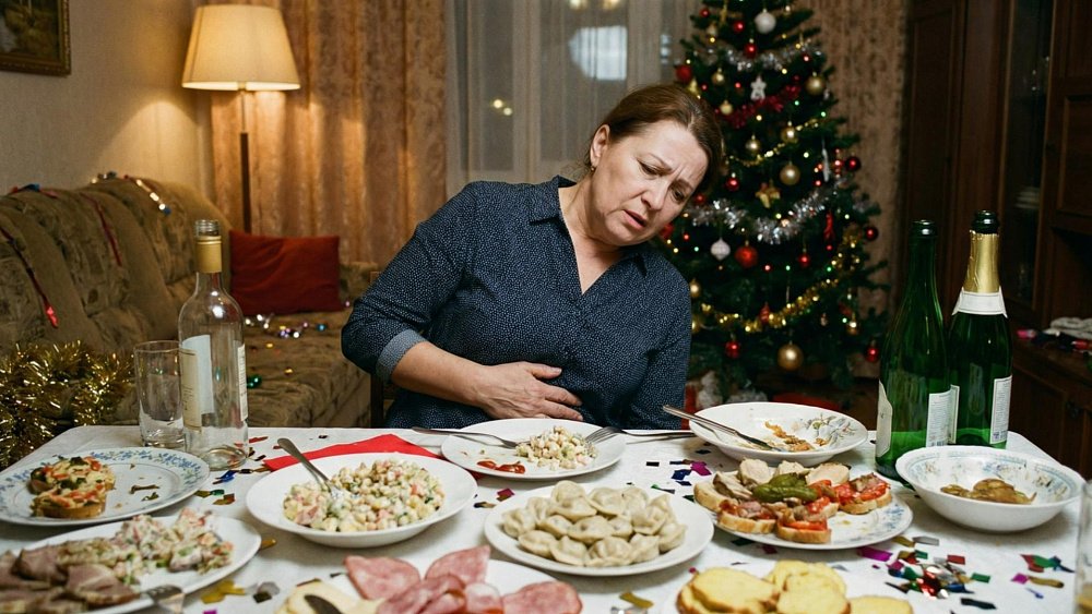 Растянутый от переедания желудок может помешать работе сердца