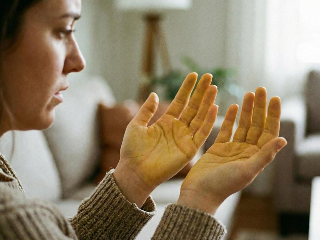 Почему ладони становятся желтыми