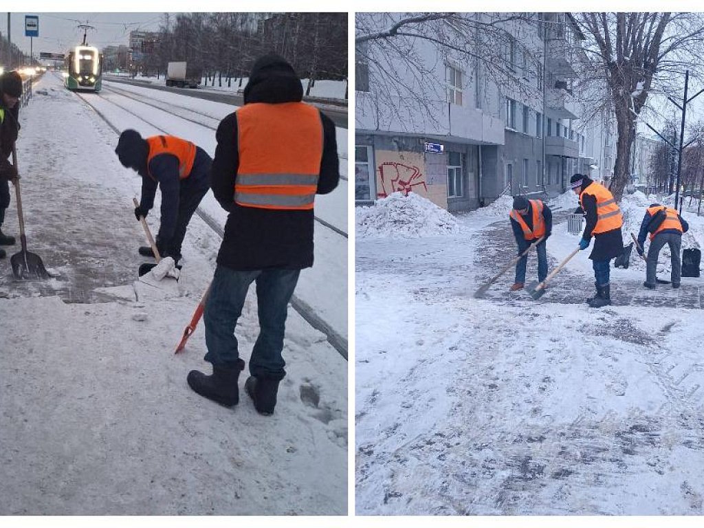 Почти 500 рабочих вывели на расчистку Челябинска от снега перед рабочей неделей
