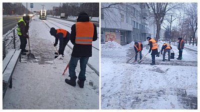 Почти 500 рабочих вывели на расчистку Челябинска от снега перед рабочей неделей