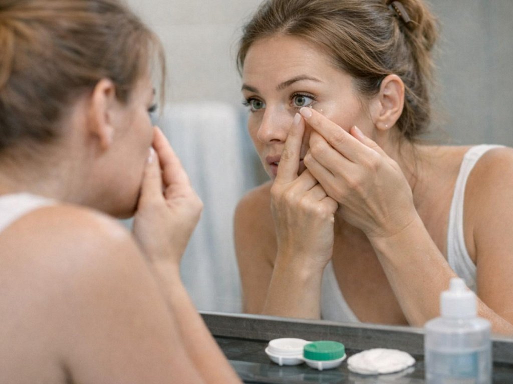 Умывание в контактных линзах может вызвать слепоту