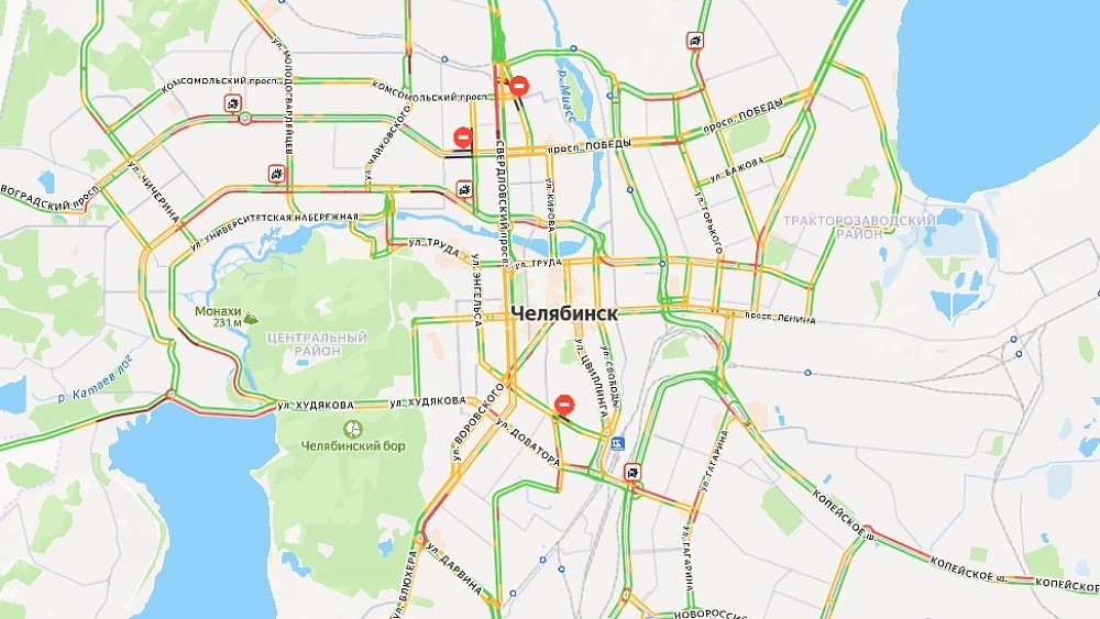 Утренние пробки в Челябинске достигли 8 баллов 27 января