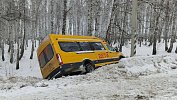 Рядом с Долгодеревенским школьный автобус съехал в кювет