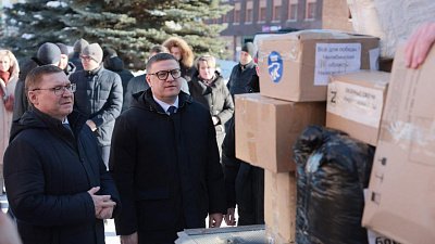 Алексей Текслер принял участие в отправке 54-го гуманитарного груза в ДНР