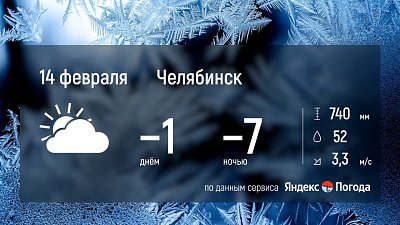 14 февраля в Челябинской области ожидается переменная облачность