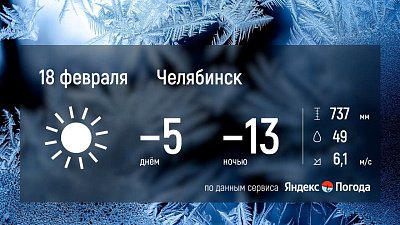 18 февраля в Челябинской области будет преимущественно сухо