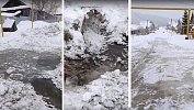 В селе Сыростан из-за перемерзания трубы река пошла поверх льда по улице