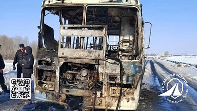 В Челябинской области загорелся рейсовый автобус с пассажирами