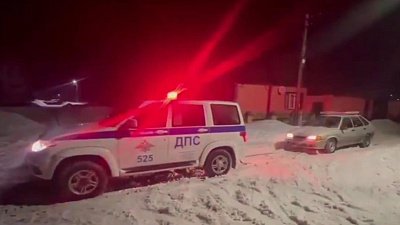 В Троицке автоинспекторы вызволили из снежного плена семью с тремя детьми