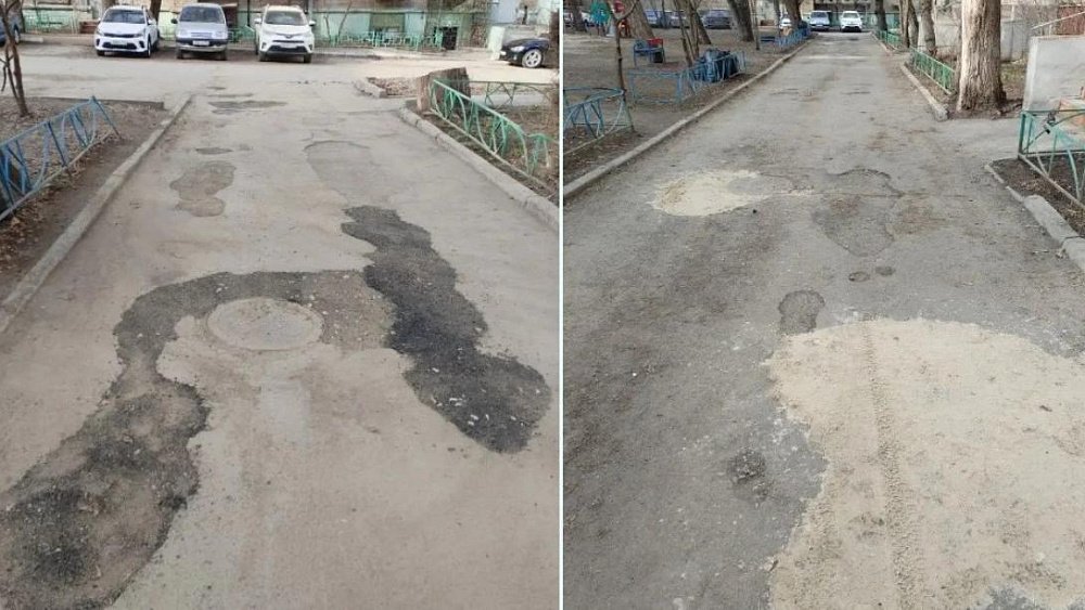 В центре Челябинска жители провели ямочный ремонт дорог за свой счет