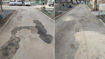 В центре Челябинска жители провели ямочный ремонт дорог за свой счет
