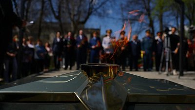 В Челябинской области зажгли еще один Вечный огонь у памятника героям