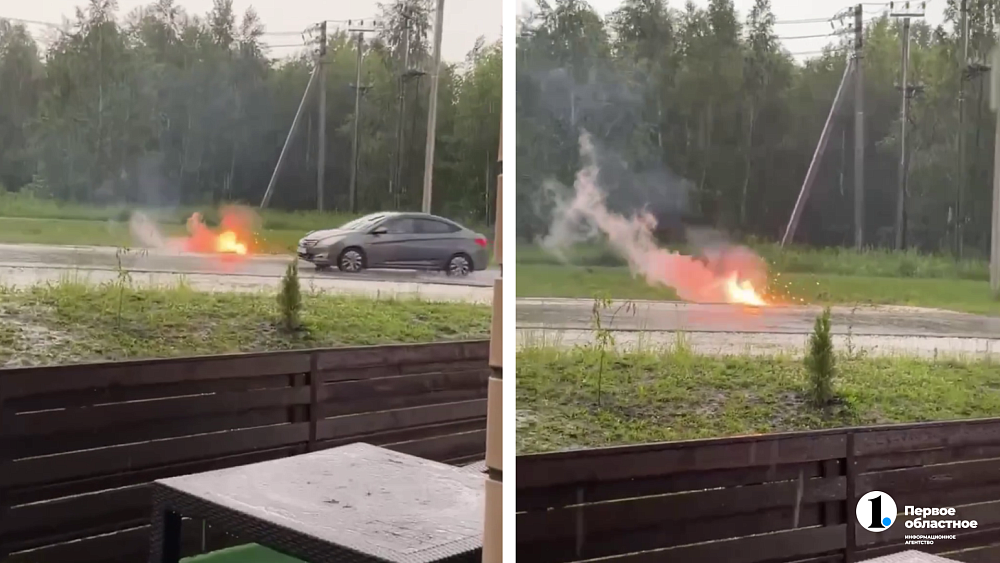 Под Челябинском молния попала в электроопору и оставила часть поселка без света