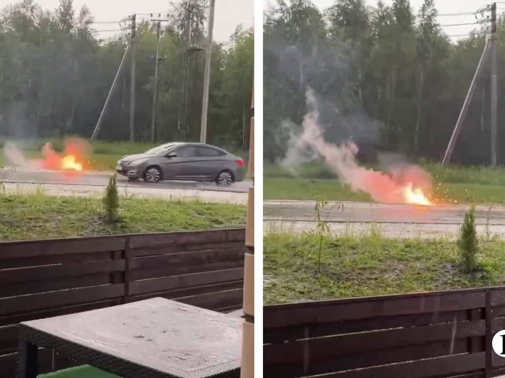 Под Челябинском молния попала в электроопору и оставила часть поселка без света