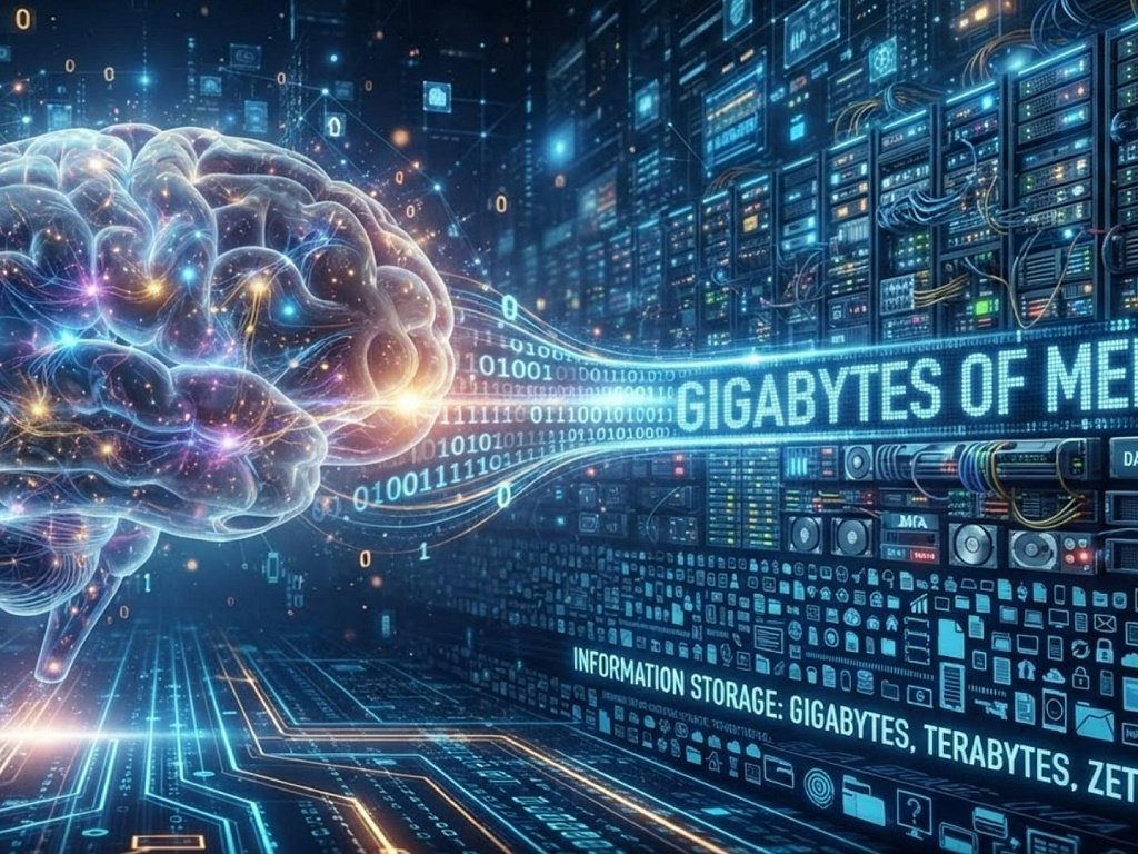 Мозг человека хранит информацию 20 тысяч смартфонов