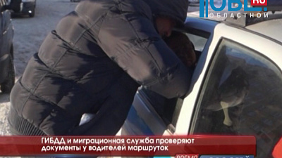 ГИБДД и миграционная служба проверяют документы у водителей маршруток