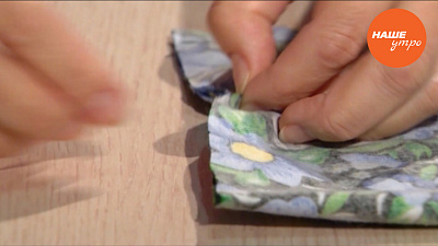 Вшиваем круглую деталь в изделие.