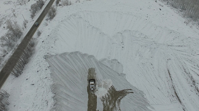 Челябинский полигон для вывоза снега сняли на видео с большой высоты