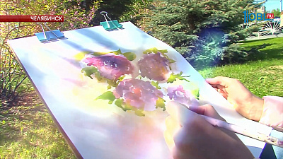 Сакура зацвела в парке Пушкина