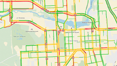 10-балльные пробки установились в Челябинске из-за снегопада
