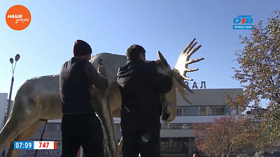 Наше УТРО на ОТВ – скульптура лося в Миассе