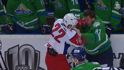 Стычка во время матча «Салават Юлаев» vs «Локомотив» 