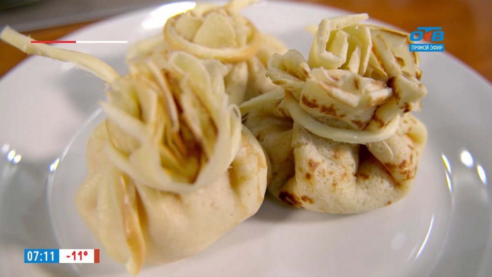 Наше УТРО на ОТВ – мешочки из блинчиков