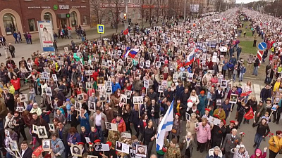 «Бессмертный полк» с высоты птичьего полета