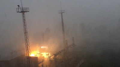 Пожар на электроподстанции в Миассе попал на видео